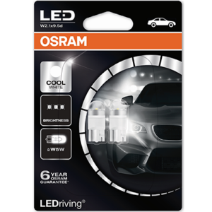 2850CW-02B – OSRAM, Σετ Λάμπες ακάλυκη Led W5W 12V 1W W2.1x9.5d LED riving Cool White 6000K Ψυχρό Λευκό - Image 1