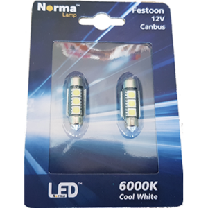 279808 - NORMA Σετ Λάμπες Led Can Bus C5W 12V σωληνωτές 36mm SV8,5-8 6000K Ψυχρό Λευκό - Image 1